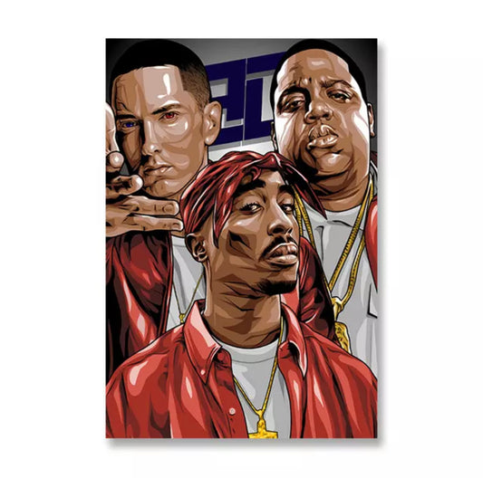 2pac biggie and eminem canvas poster