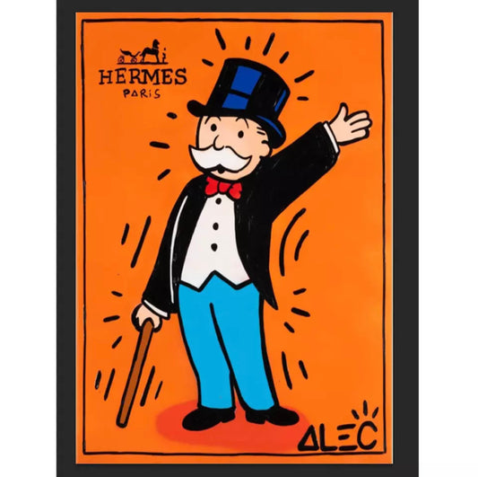 Monopoly orange graffiti art canvas